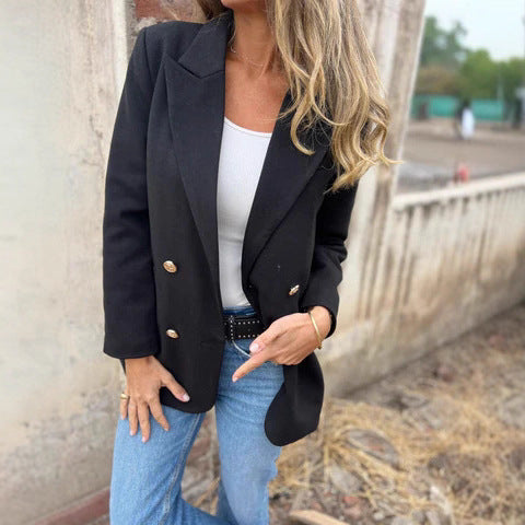 Damen eleganter und bequemer Blazer mit doppelter Knopfleiste EB