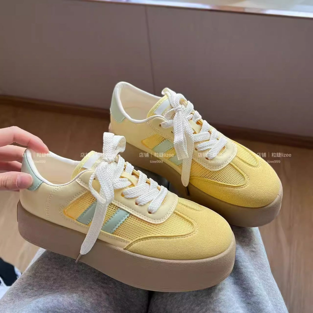 Damen Sportliche Plateau-Sneaker mit atmungsaktiver Obermaterialkombination EB