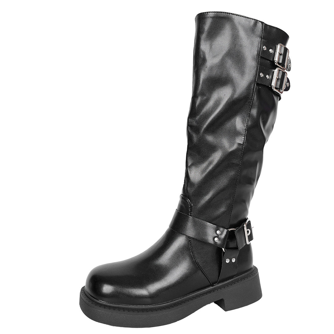Damen Stiefel mit modischen Schnallen-Details und strapazierfähigem Obermaterial EB