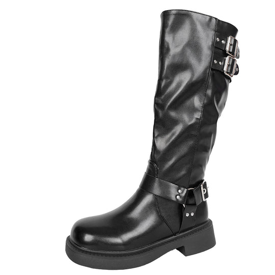 Damen Stiefel mit modischen Schnallen-Details und strapazierfähigem Obermaterial EB