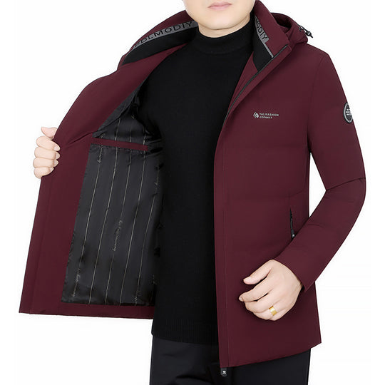 Herren Wattierter City-Mantel mit Kapuze, nahtlosem Minimaldesign und winddichter Performance-Außenhaut EB