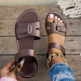 Damen bequeme Riemchen-Sandalen mit modischem Schnallen-Design EB