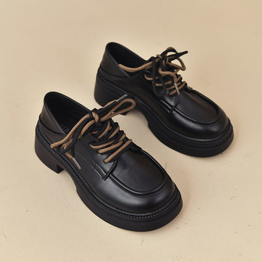 Damen modische Schnürschuhe mit robustem Sohlenprofil und hochwertiger Lederoberfläche EB