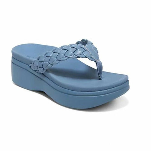 Damen Wedge-Zehentrenner mit geflochtenem Riemen und angenehm gepolstertem Fußbett EB
