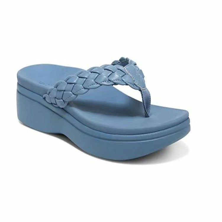 Damen Stylish geflochtene Zehentrenner mit komfortablem Plateau EB