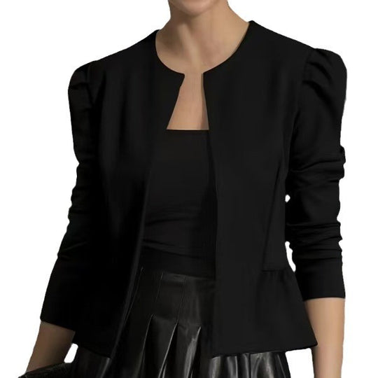 Damen Modische Blazerjacke mit Puffärmeln und strukturiertem Design EB