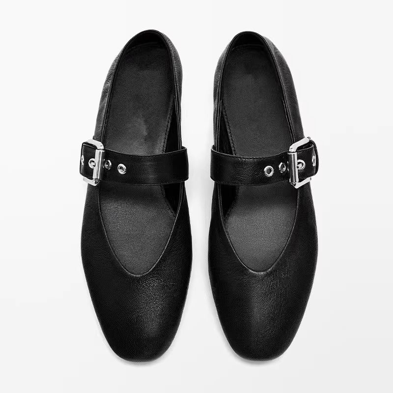 Damen elegante Mokassins mit verstellbarem Schnallenriemen EB