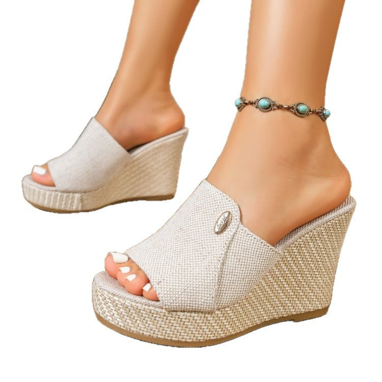 Damen Wedge-Pantoletten mit modischem Schnitt und elastischen Riemen EB