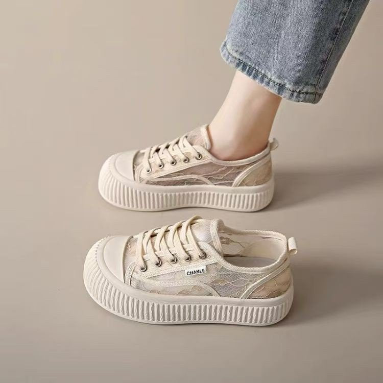Damen Modische Sneaker mit hohem Plateau und atmungsaktiver Oberflächenstruktur EB