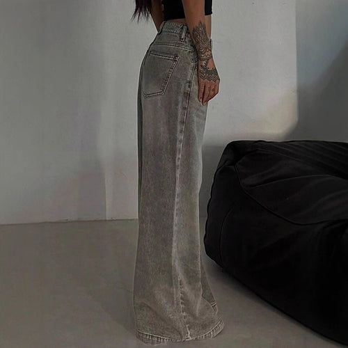 Damen Weit geschnittene High-Waist Jeans mit lässigem Style EB