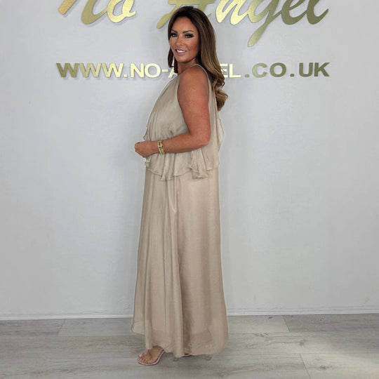 Damen Maxikleid mit fließendem Schnitt und eleganter Drapierung EB
