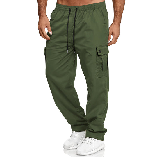 Herren Relaxed-Fit Cargo-Jogger mit elastischem Bund, Kordelzug und Klappentaschen EB