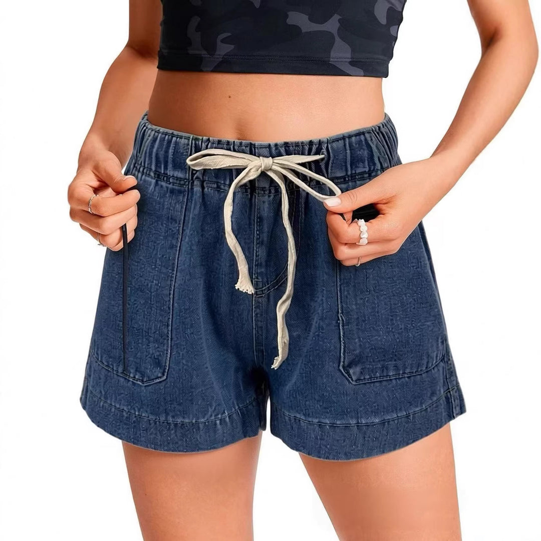Damen Legere Denim-Shorts mit elastischem Bund EB