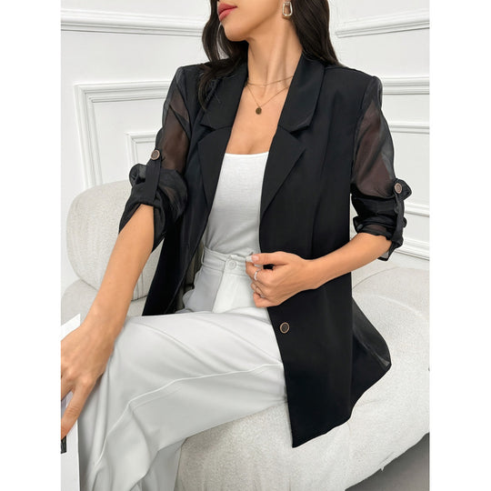 Damen Eleganter Blazer mit transparenten Ärmeln EB
