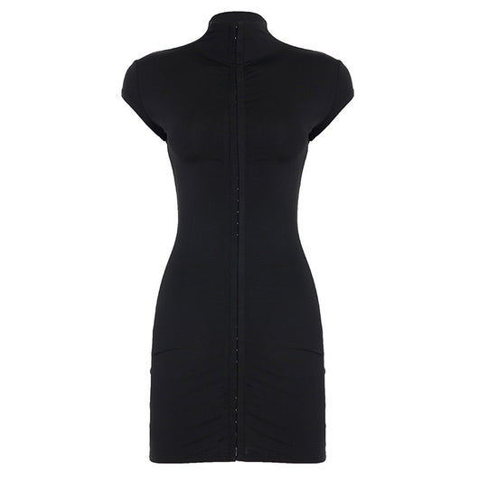 Damen figurbetontes Nachtkleid mit raffiniertem Stehkragen und Knopfleiste EB
