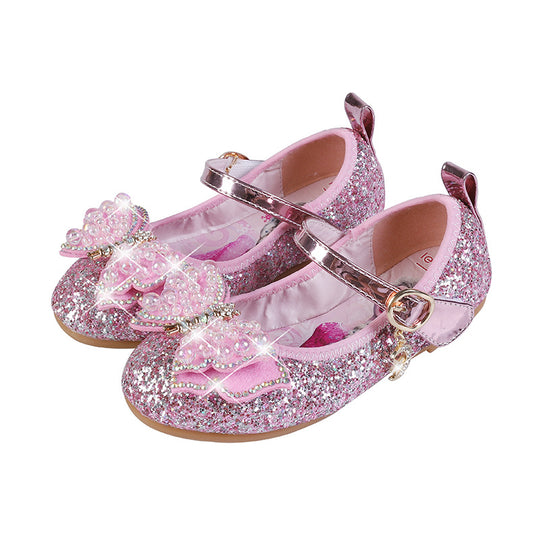 Mädchen Glitzernde Ballerinas mit Schleifenapplikationen EB