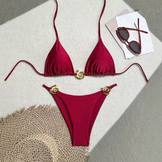 Damen Triangel-Bikini mit raffiniertem Gold-Detail EB