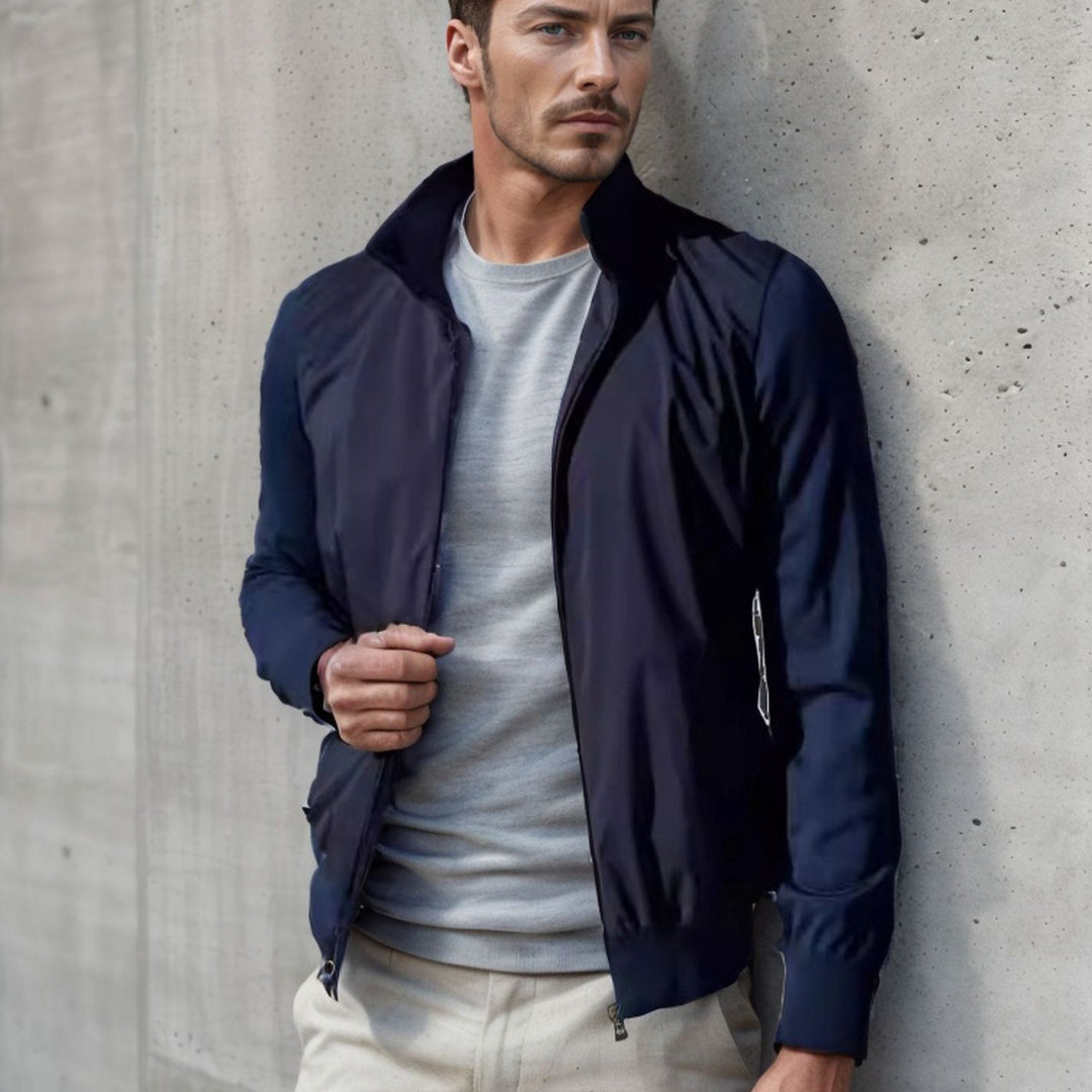 Herren stylische Freizeitjacke mit hohem Kragen und praktischen Taschen EB