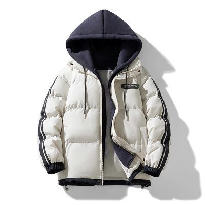 Herren wattierter Parka-Hybrid mit innenliegendem Hoodie, seitlichen Streifen und Zwei-Wege-Reißverschluss EB