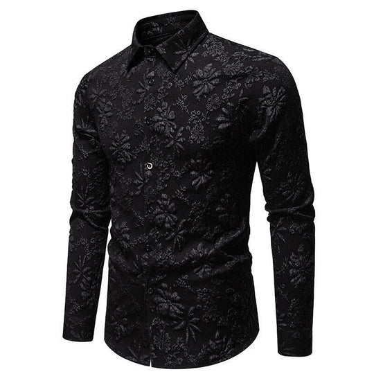 Herren Langarmhemd mit detailreicher Blumenstickerei EB