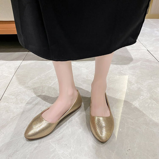 Damen elegante Ballerinas mit schimmerndem Obermaterial EB