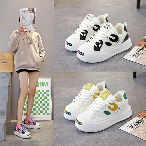 Damen modische und bequeme Sneakers mit hoher Sohle und klarem Design EB