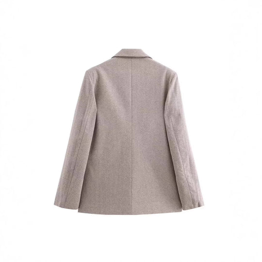 Damen Einreihiger Blazer mit Fischgrätmuster, Reverskragen und Pattentaschen EB