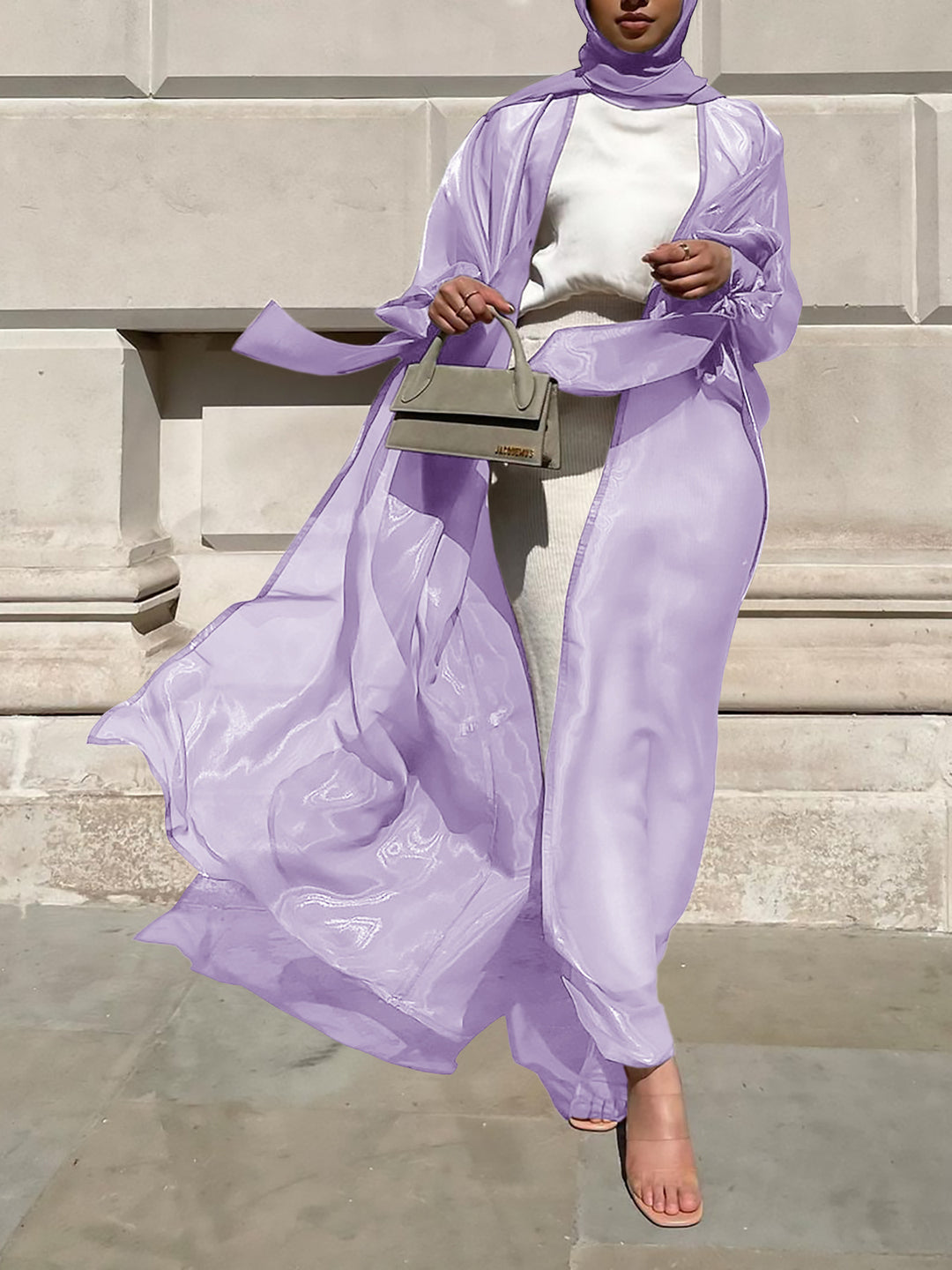 Damen Luftige Kimono-Jacke mit filigranem Design und weiten Ärmeln EB
