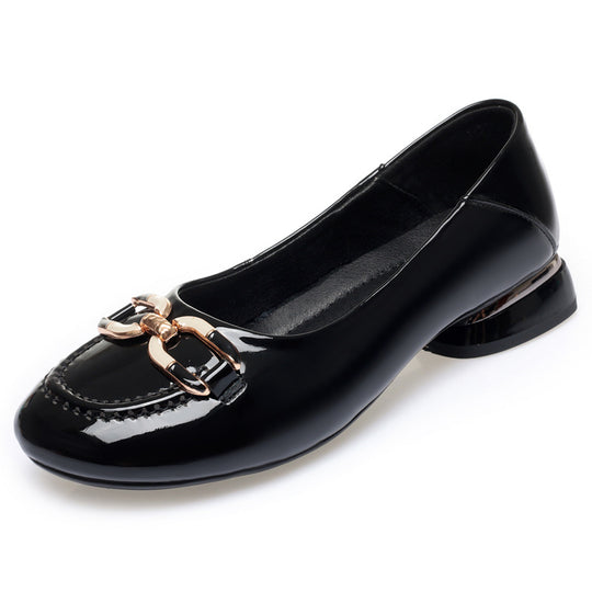 Damen Elegante Ballerinas mit modischem Kettendetail und bequemem Blockabsatz EB