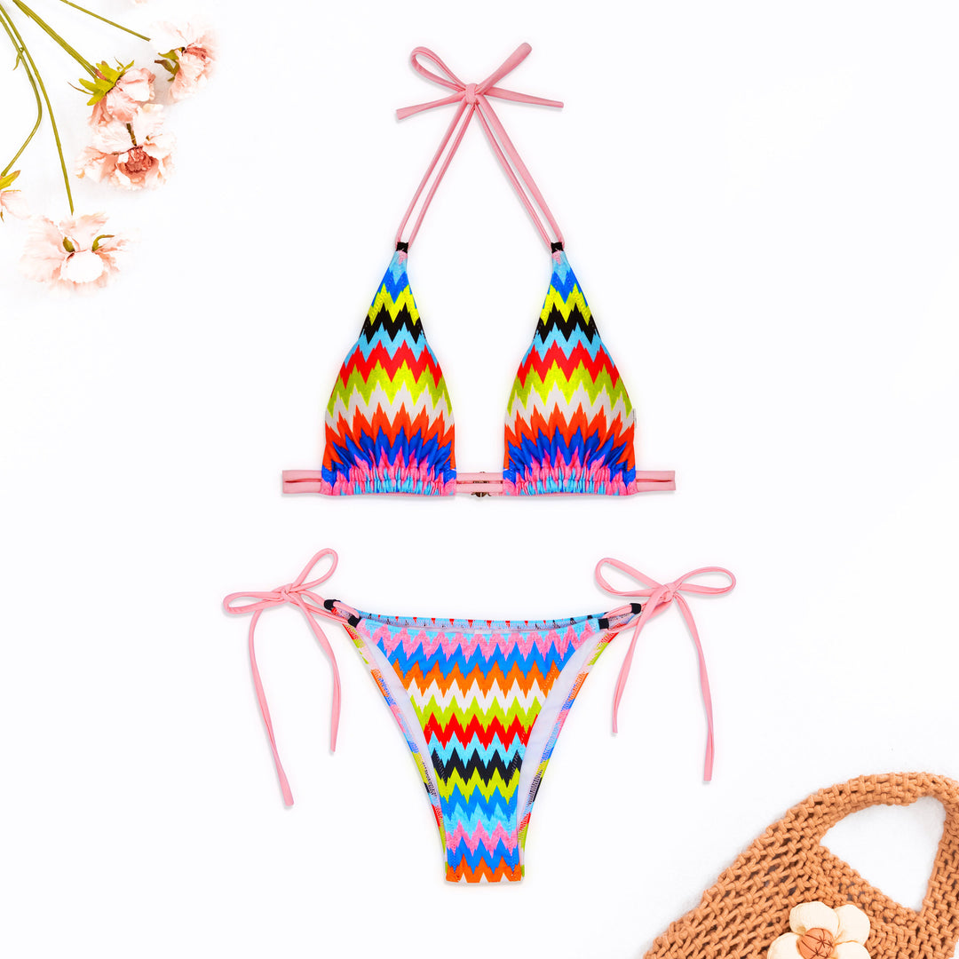 Damen Gemusterter Bikinis mit verstellbaren Trägern EB