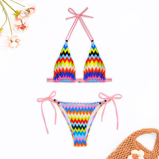 Damen Gemusterter Bikinis mit verstellbaren Trägern EB