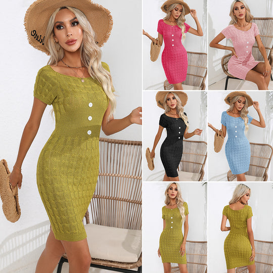 Damen Strickkleid mit strukturiertem Muster und figurbetonter Passform EB
