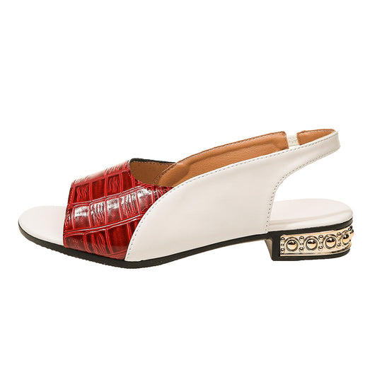 Damen Slingback Sandalen mit modischem Croco-Design und eleganter Absatzdekor EB