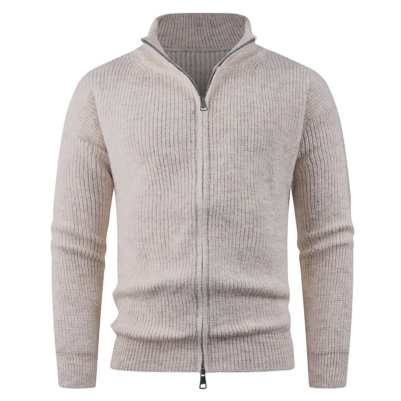 Herren Strickpullover mit hohem Kragen und dekorativem Reißverschluss EB