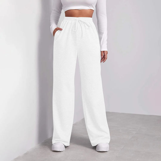 Damen nan weiter Highwaist Palazzo-Jogger mit elastischem Komfortbund, Kordelzug und seitlichen Eingrifftaschen EB