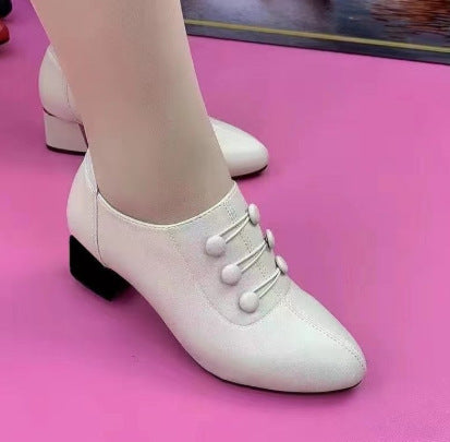 Damen nan Oxford-Pumps im Retrostil mit Zierknopfleiste und komfortablem Blockabsatz EB