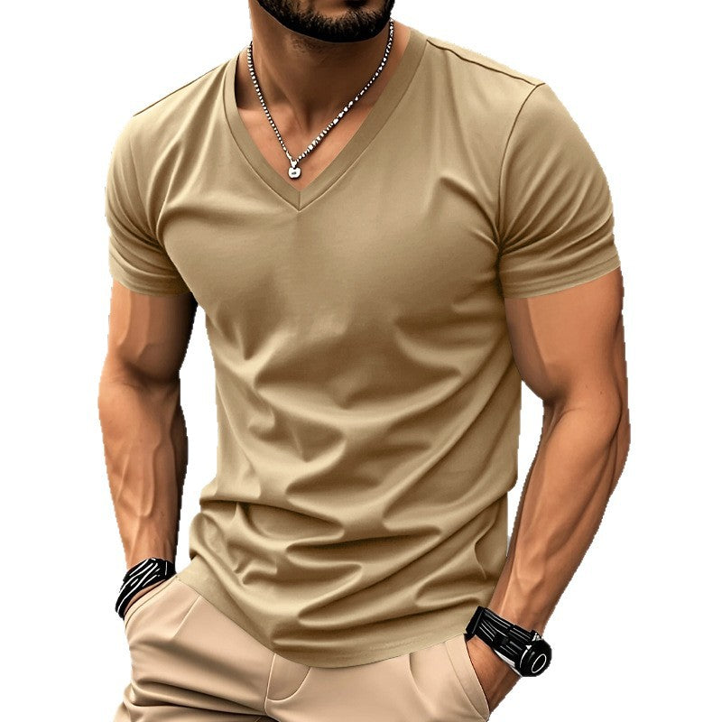 Herren V-Ausschnitt T-Shirt aus atmungsaktiver und schnelltrocknender Baumwolle EB