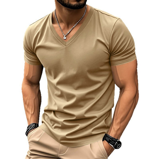 Herren V-Ausschnitt T-Shirt aus atmungsaktiver und schnelltrocknender Baumwolle EB