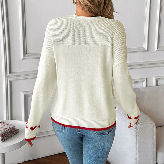 Damen Strickpullover mit Herzmotiv und strukturierter Oberfläche EB
