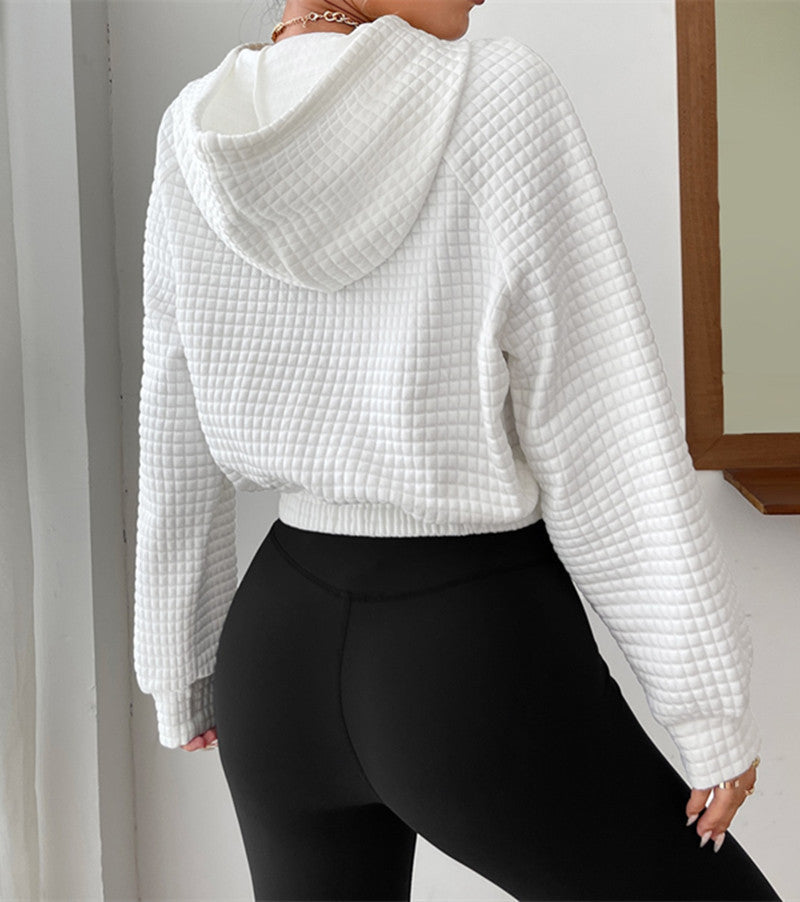 Damen modischer cropped Hoodie mit strukturierter Oberfläche EB