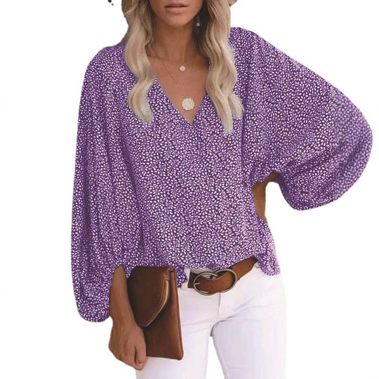 Damen Bluse mit weiten Ärmeln und floralem Muster EB