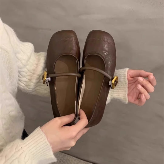 Damen Ballerinas mit verspieltem Riemendesign und elegantem Schnallenakzent EB
