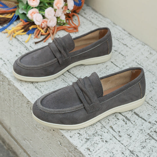 Damen nan elegante Wildlederoptik-Loafer mit gepolstertem Komfortfußbett EB