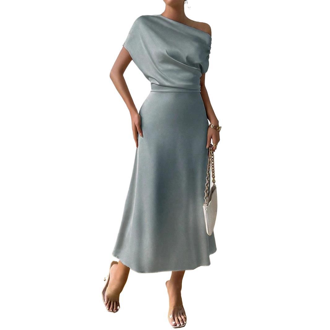 Damen Elegantes und fließendes Abendkleid mit asymmetrischem Schnitt EB