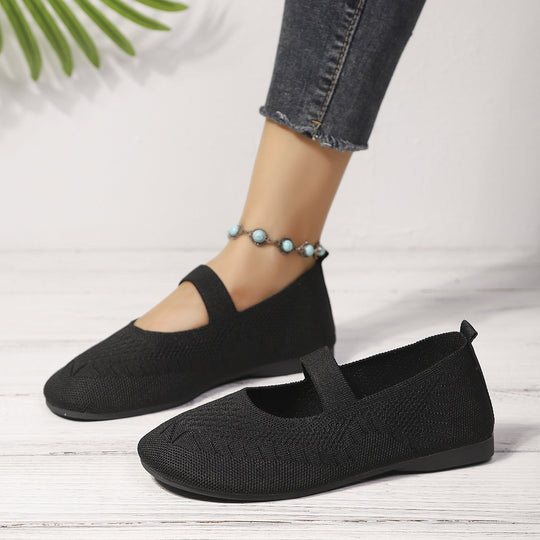 Damen elegante Strick-Ballerinas mit flexiblem Fußbett EB