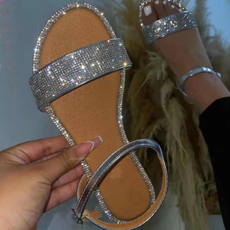 Damen Glamouröse Sandalen mit funkelnden Strassverzierungen und komfortablem Fußbett EB
