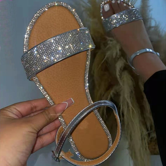 Damen Glamouröse Sandalen mit funkelnden Strassverzierungen und komfortablem Fußbett EB