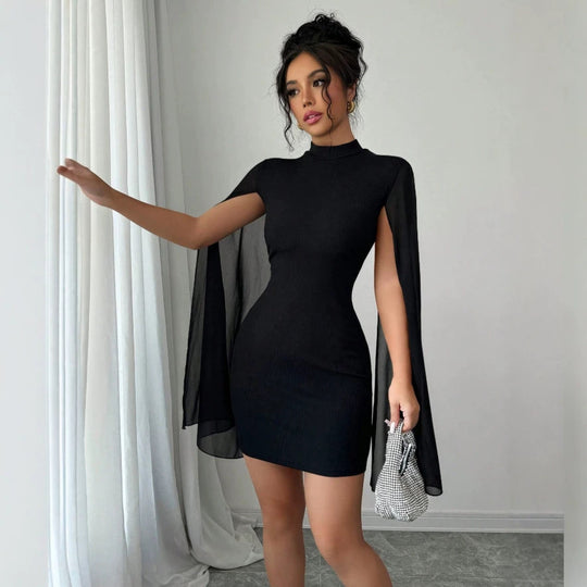 Damen Kleid mit eleganten Flügelärmeln und figurbetontem Schnitt EB