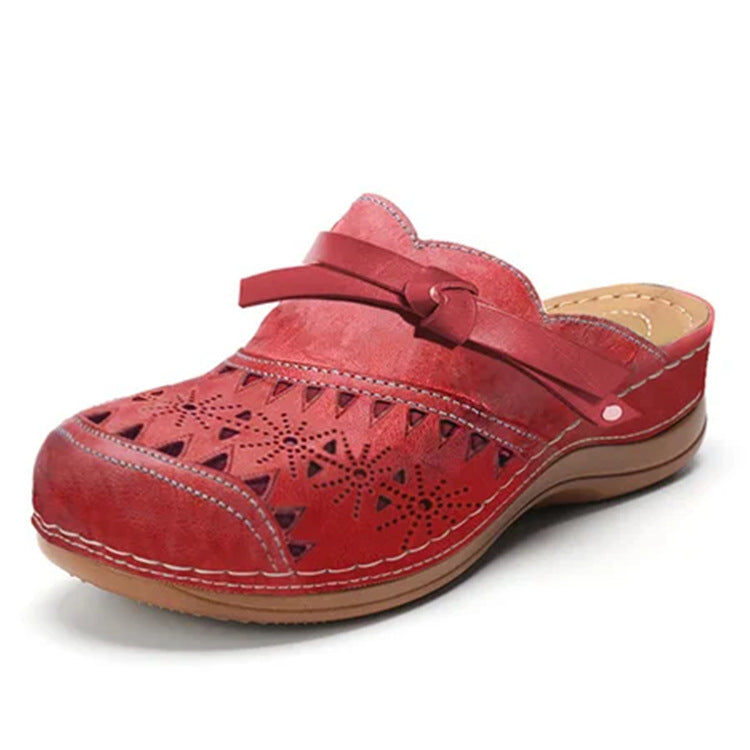 Damen Komfort Clogs mit modischem Lochmuster und dekorativem Riemen EB