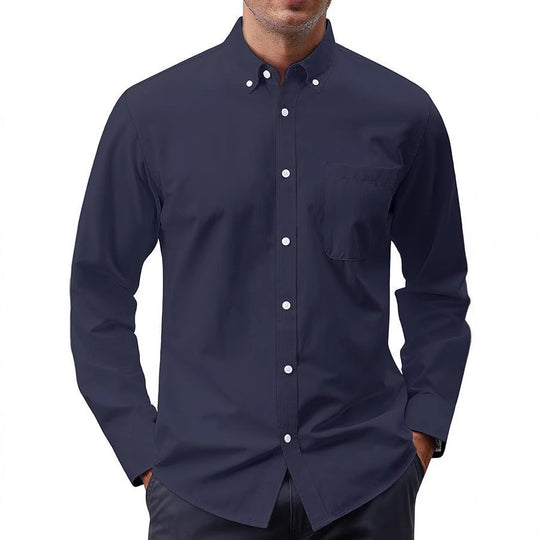 Herren nan Slim-Fit Oxford-Hemd mit Button-Down-Kragen, Brusttasche und elastischer Baumwollmischung EB
